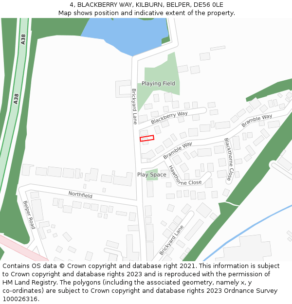 4, BLACKBERRY WAY, KILBURN, BELPER, DE56 0LE: Location map and indicative extent of plot