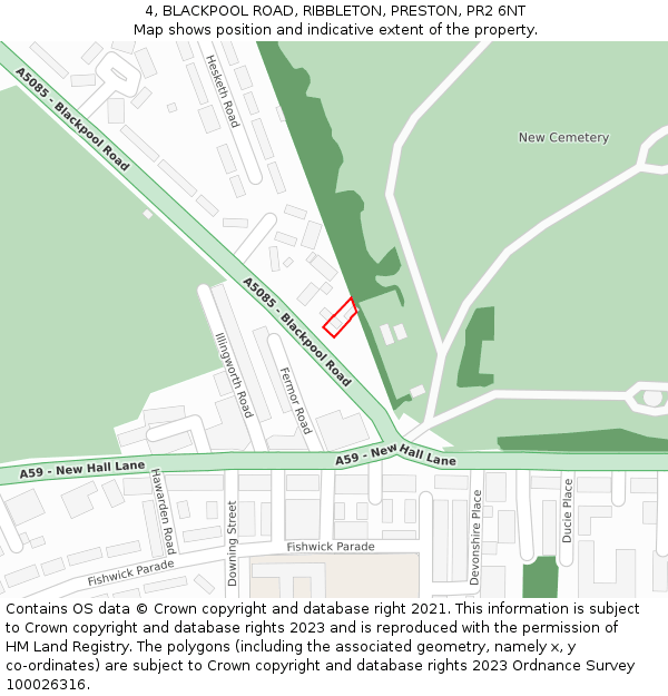 4, BLACKPOOL ROAD, RIBBLETON, PRESTON, PR2 6NT: Location map and indicative extent of plot