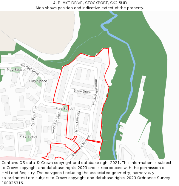 4, BLAKE DRIVE, STOCKPORT, SK2 5UB: Location map and indicative extent of plot