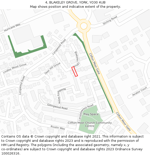 4, BLAKELEY GROVE, YORK, YO30 4UB: Location map and indicative extent of plot