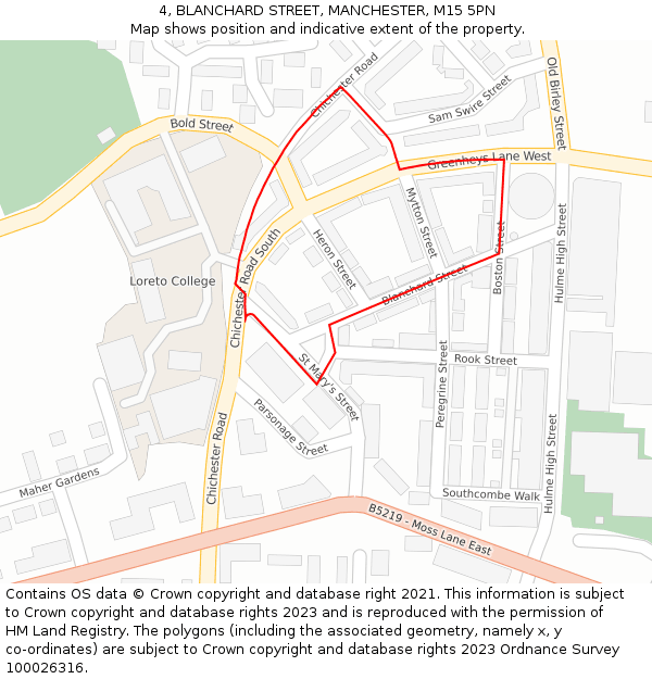 4, BLANCHARD STREET, MANCHESTER, M15 5PN: Location map and indicative extent of plot