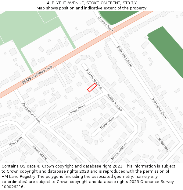 4, BLYTHE AVENUE, STOKE-ON-TRENT, ST3 7JY: Location map and indicative extent of plot