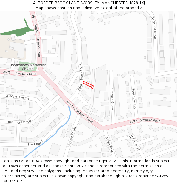 4, BORDER BROOK LANE, WORSLEY, MANCHESTER, M28 1XJ: Location map and indicative extent of plot