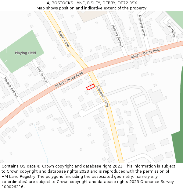 4, BOSTOCKS LANE, RISLEY, DERBY, DE72 3SX: Location map and indicative extent of plot