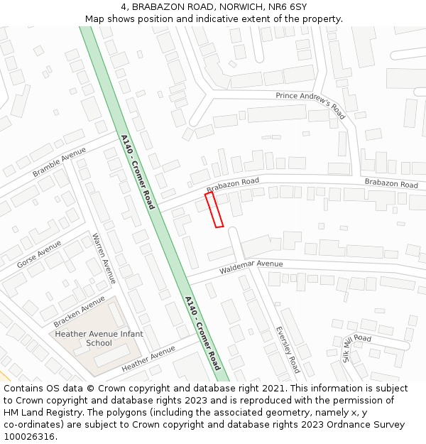 4, BRABAZON ROAD, NORWICH, NR6 6SY: Location map and indicative extent of plot
