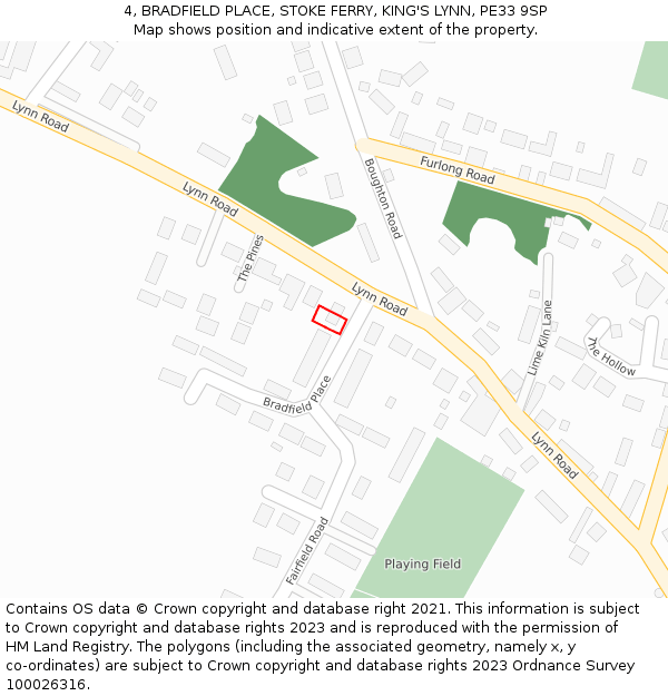 4, BRADFIELD PLACE, STOKE FERRY, KING'S LYNN, PE33 9SP: Location map and indicative extent of plot