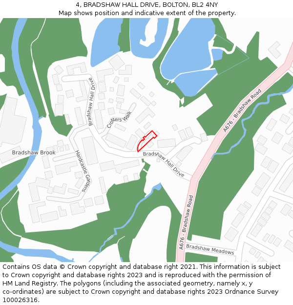 4, BRADSHAW HALL DRIVE, BOLTON, BL2 4NY: Location map and indicative extent of plot