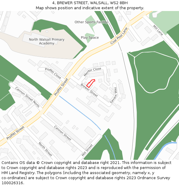4, BREWER STREET, WALSALL, WS2 8BH: Location map and indicative extent of plot