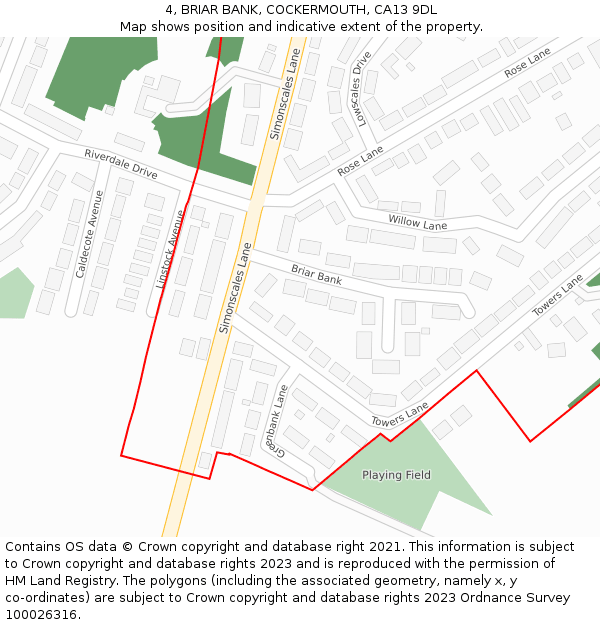 4, BRIAR BANK, COCKERMOUTH, CA13 9DL: Location map and indicative extent of plot