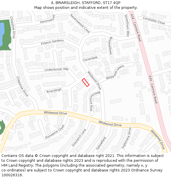 4, BRIARSLEIGH, STAFFORD, ST17 4QP: Location map and indicative extent of plot