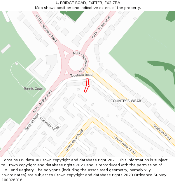 4, BRIDGE ROAD, EXETER, EX2 7BA: Location map and indicative extent of plot