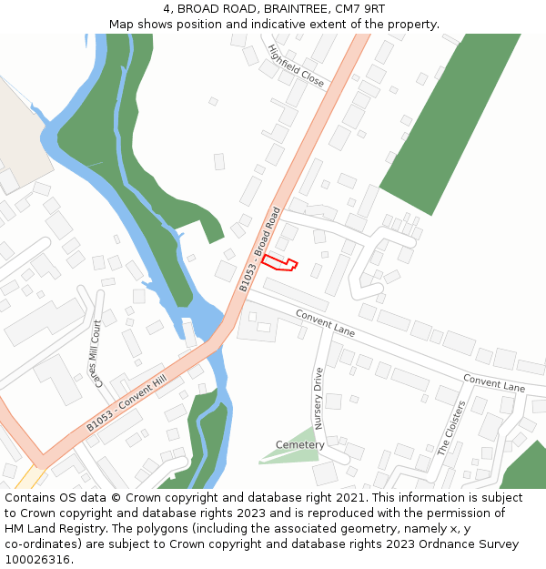 4, BROAD ROAD, BRAINTREE, CM7 9RT: Location map and indicative extent of plot