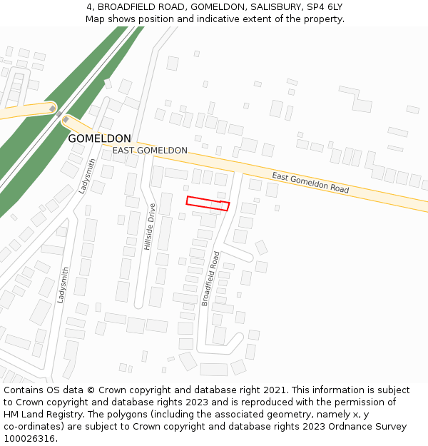 4, BROADFIELD ROAD, GOMELDON, SALISBURY, SP4 6LY: Location map and indicative extent of plot