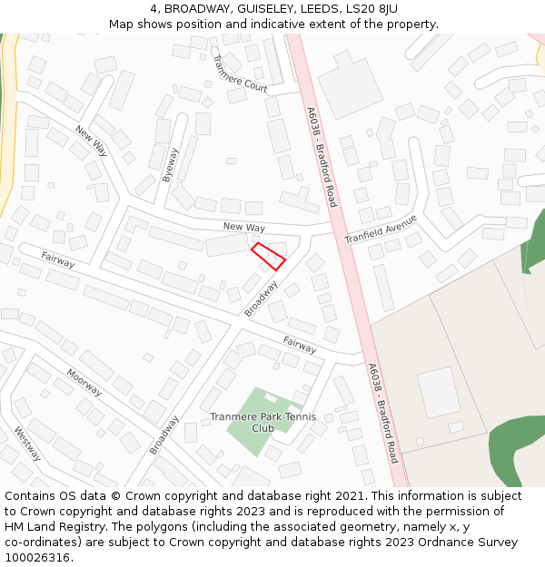 4, BROADWAY, GUISELEY, LEEDS, LS20 8JU: Location map and indicative extent of plot