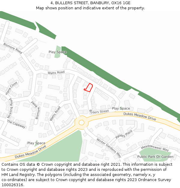 4, BULLERS STREET, BANBURY, OX16 1GE: Location map and indicative extent of plot