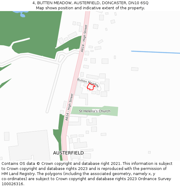 4, BUTTEN MEADOW, AUSTERFIELD, DONCASTER, DN10 6SQ: Location map and indicative extent of plot