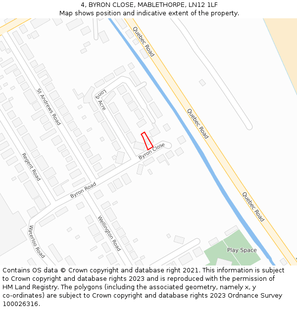 4, BYRON CLOSE, MABLETHORPE, LN12 1LF: Location map and indicative extent of plot