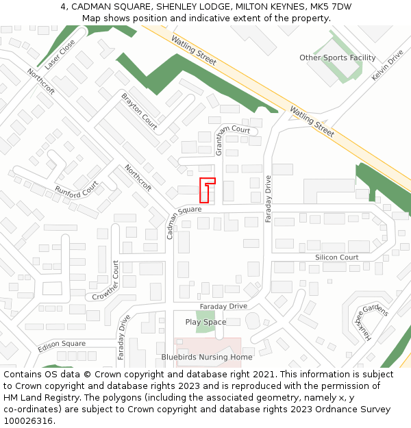 4, CADMAN SQUARE, SHENLEY LODGE, MILTON KEYNES, MK5 7DW: Location map and indicative extent of plot