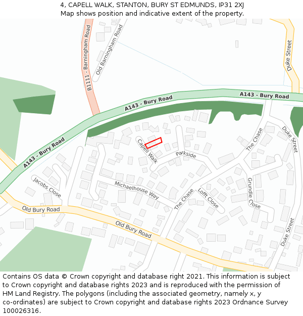 4, CAPELL WALK, STANTON, BURY ST EDMUNDS, IP31 2XJ: Location map and indicative extent of plot