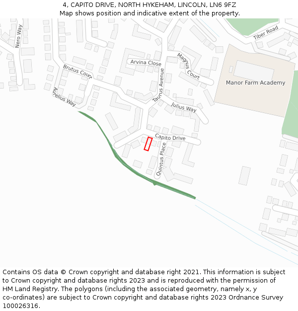 4, CAPITO DRIVE, NORTH HYKEHAM, LINCOLN, LN6 9FZ: Location map and indicative extent of plot