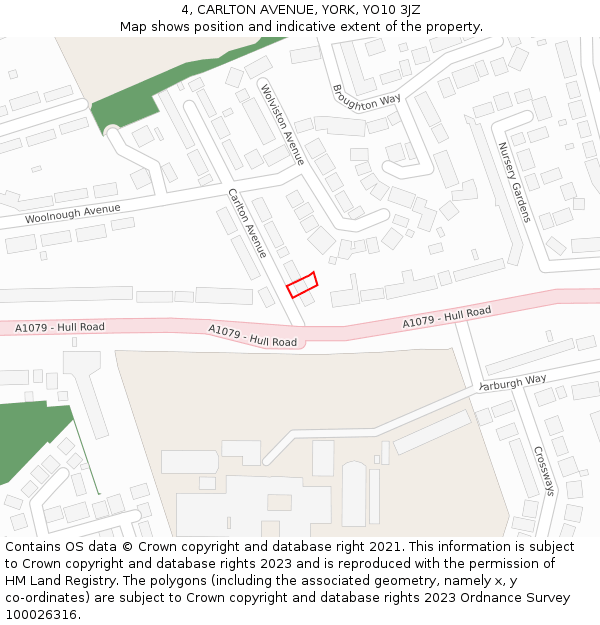 4, CARLTON AVENUE, YORK, YO10 3JZ: Location map and indicative extent of plot