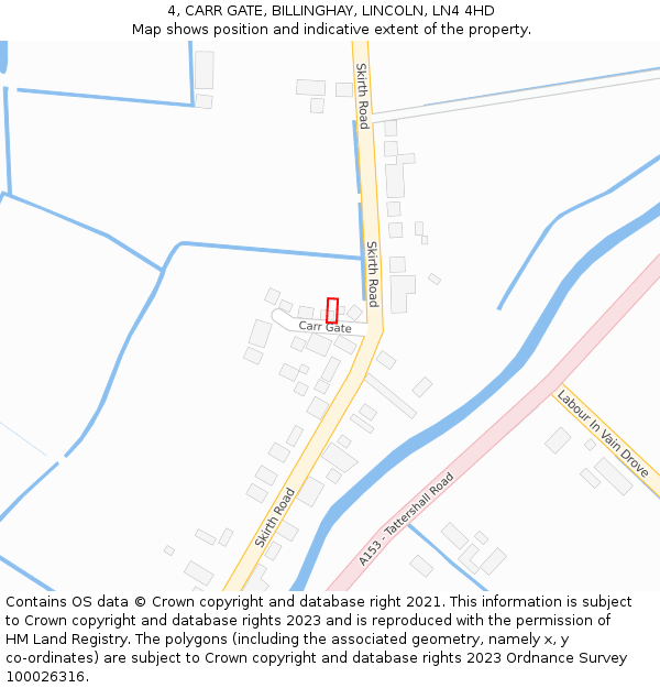 4, CARR GATE, BILLINGHAY, LINCOLN, LN4 4HD: Location map and indicative extent of plot