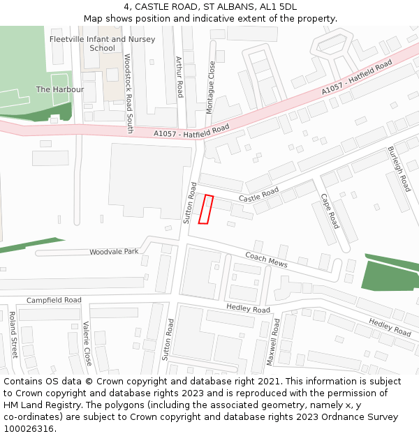 4, CASTLE ROAD, ST ALBANS, AL1 5DL: Location map and indicative extent of plot