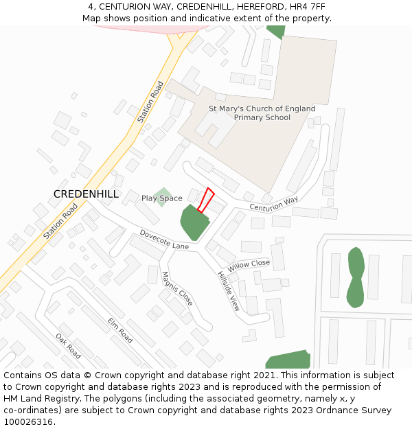 4, CENTURION WAY, CREDENHILL, HEREFORD, HR4 7FF: Location map and indicative extent of plot