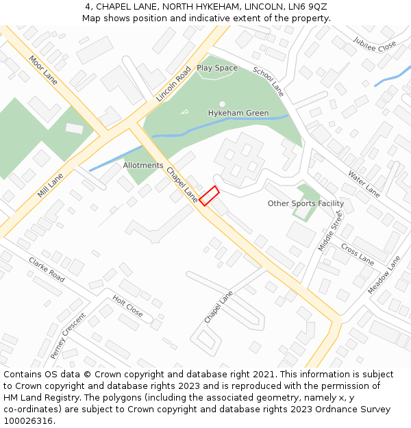 4, CHAPEL LANE, NORTH HYKEHAM, LINCOLN, LN6 9QZ: Location map and indicative extent of plot
