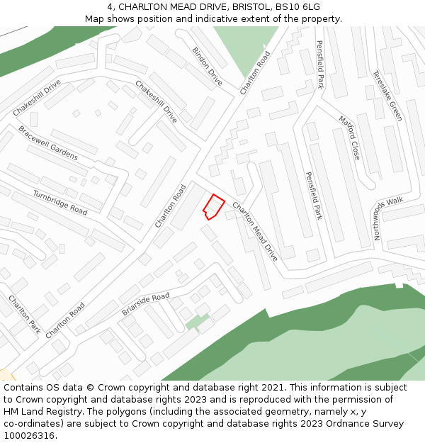 4, CHARLTON MEAD DRIVE, BRISTOL, BS10 6LG: Location map and indicative extent of plot