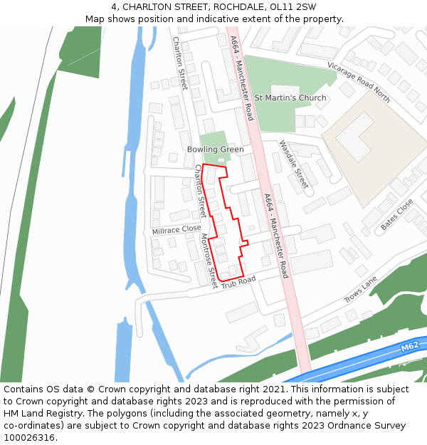 4, CHARLTON STREET, ROCHDALE, OL11 2SW: Location map and indicative extent of plot