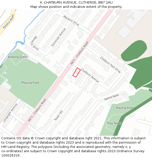 4, CHATBURN AVENUE, CLITHEROE, BB7 2AU: Location map and indicative extent of plot