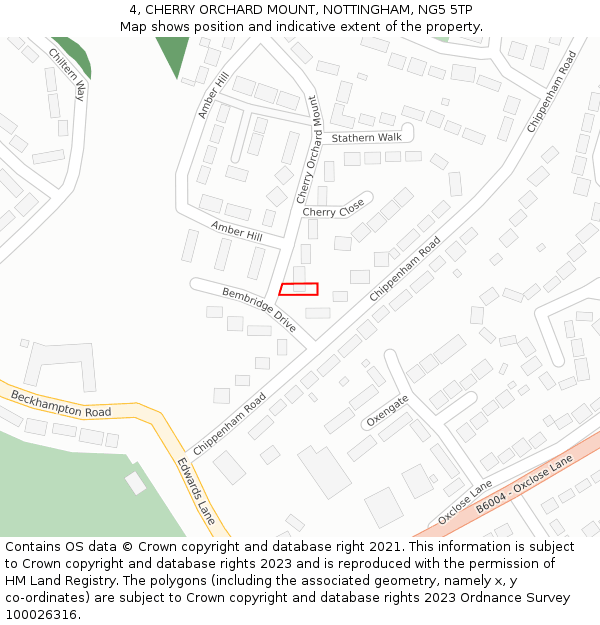 4, CHERRY ORCHARD MOUNT, NOTTINGHAM, NG5 5TP: Location map and indicative extent of plot