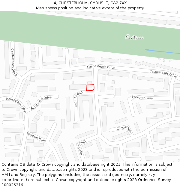 4, CHESTERHOLM, CARLISLE, CA2 7XX: Location map and indicative extent of plot