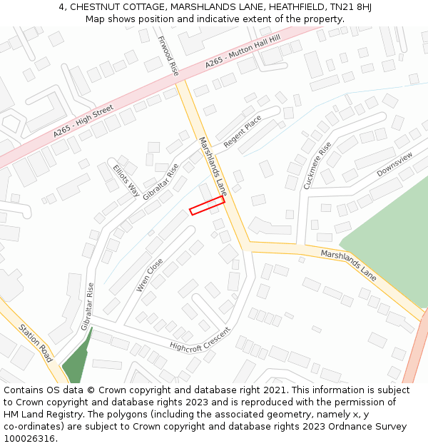 4, CHESTNUT COTTAGE, MARSHLANDS LANE, HEATHFIELD, TN21 8HJ: Location map and indicative extent of plot