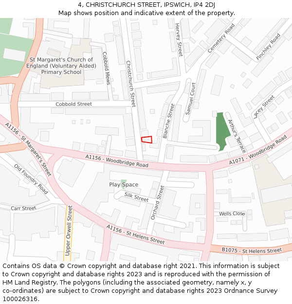 4, CHRISTCHURCH STREET, IPSWICH, IP4 2DJ: Location map and indicative extent of plot