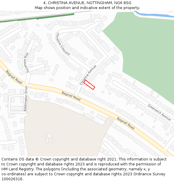 4, CHRISTINA AVENUE, NOTTINGHAM, NG6 8SG: Location map and indicative extent of plot