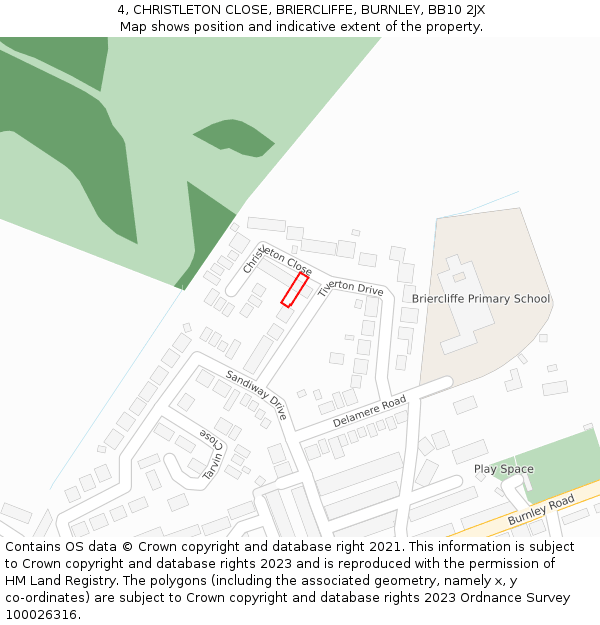 4, CHRISTLETON CLOSE, BRIERCLIFFE, BURNLEY, BB10 2JX: Location map and indicative extent of plot