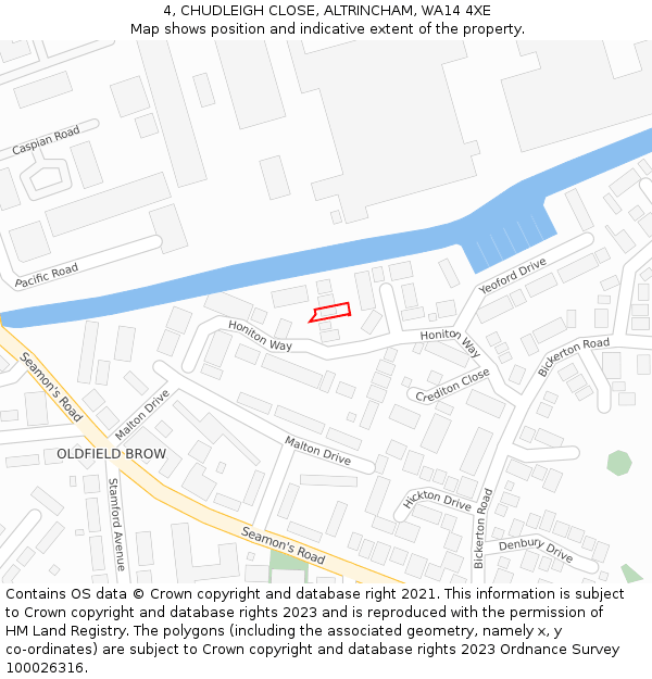 4, CHUDLEIGH CLOSE, ALTRINCHAM, WA14 4XE: Location map and indicative extent of plot