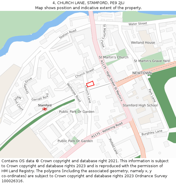 4, CHURCH LANE, STAMFORD, PE9 2JU: Location map and indicative extent of plot