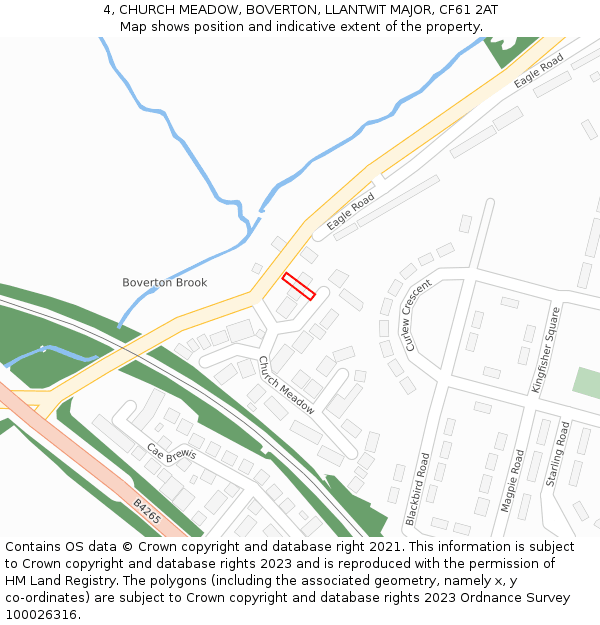 4, CHURCH MEADOW, BOVERTON, LLANTWIT MAJOR, CF61 2AT: Location map and indicative extent of plot