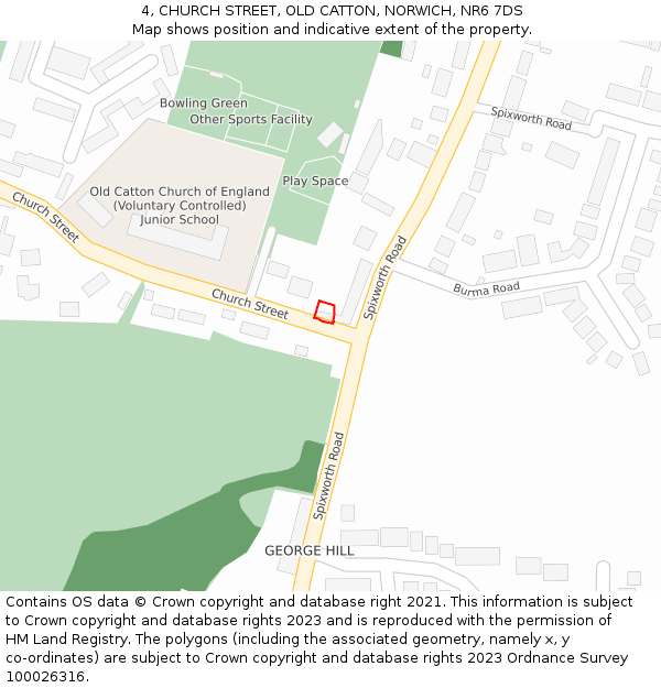 4, CHURCH STREET, OLD CATTON, NORWICH, NR6 7DS: Location map and indicative extent of plot