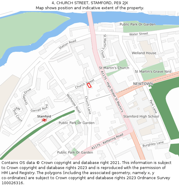 4, CHURCH STREET, STAMFORD, PE9 2JX: Location map and indicative extent of plot