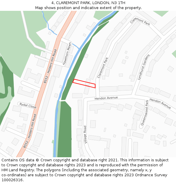 4, CLAREMONT PARK, LONDON, N3 1TH: Location map and indicative extent of plot