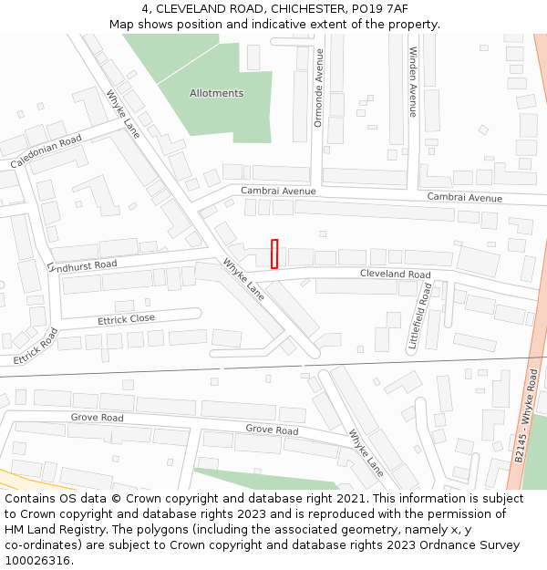 4, CLEVELAND ROAD, CHICHESTER, PO19 7AF: Location map and indicative extent of plot