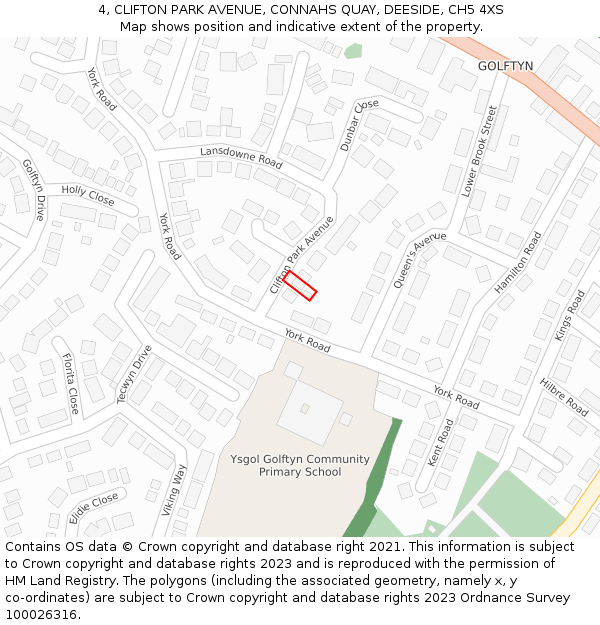 4, CLIFTON PARK AVENUE, CONNAHS QUAY, DEESIDE, CH5 4XS: Location map and indicative extent of plot
