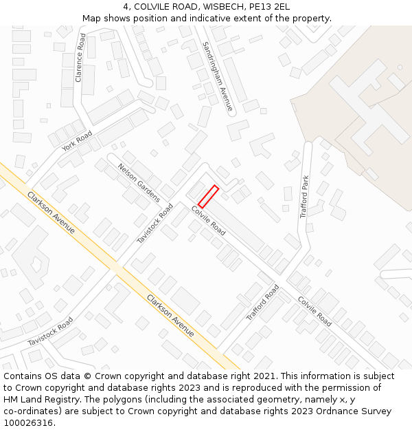 4, COLVILE ROAD, WISBECH, PE13 2EL: Location map and indicative extent of plot