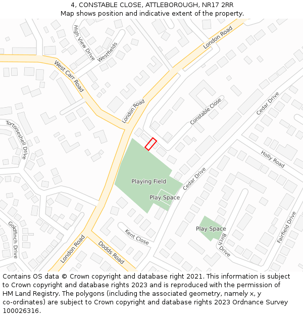 4, CONSTABLE CLOSE, ATTLEBOROUGH, NR17 2RR: Location map and indicative extent of plot