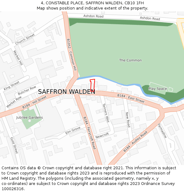 4, CONSTABLE PLACE, SAFFRON WALDEN, CB10 1FH: Location map and indicative extent of plot
