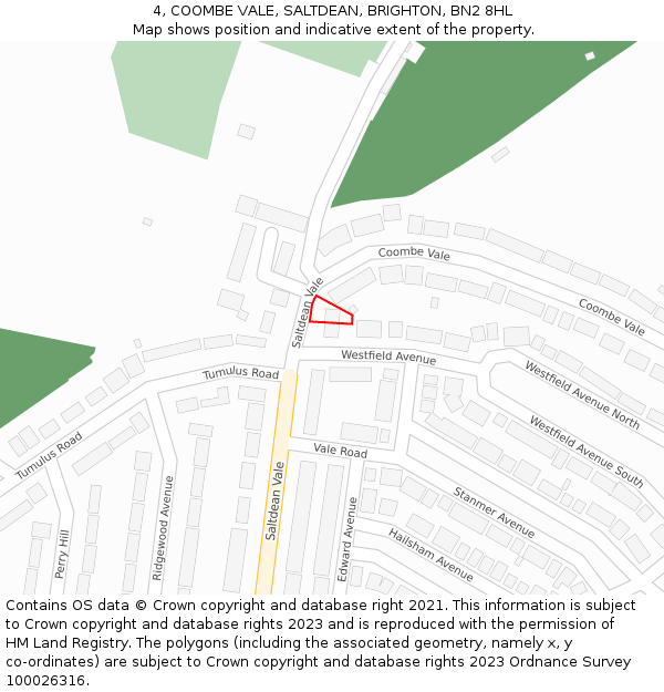 4, COOMBE VALE, SALTDEAN, BRIGHTON, BN2 8HL: Location map and indicative extent of plot